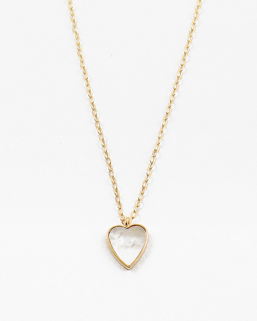 Mother of Pearl Heart on Delicate Chain