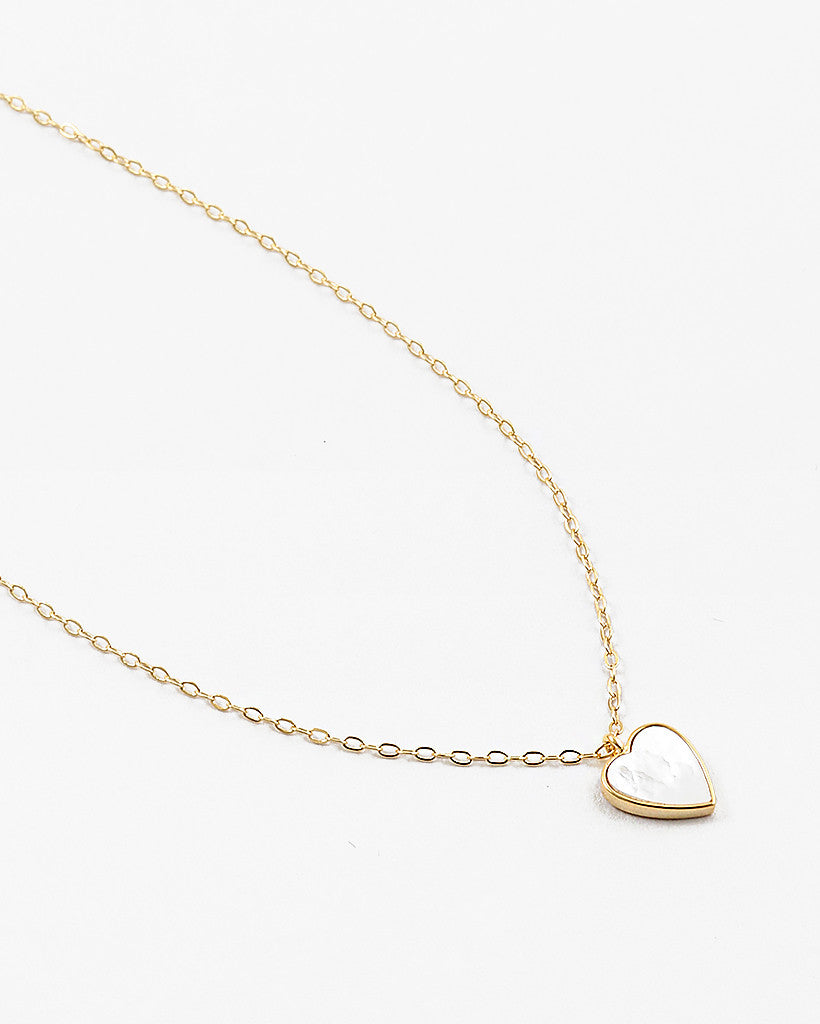 Mother of Pearl Heart on Delicate Chain