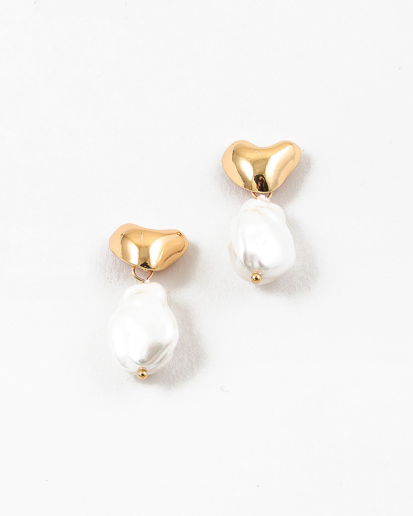 Heart with Pearl Drop Earring