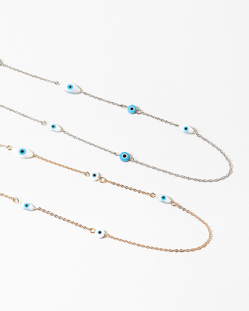 Long Chain with Evil Eye Beads