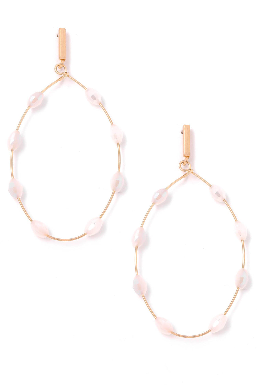 Mini Beaded Oval Drop Earrings