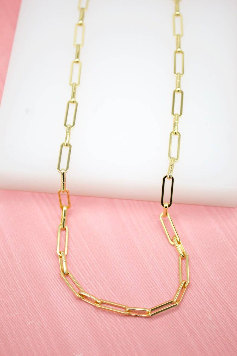 18K Gold Filled 3mm Designed Textured Link Chain