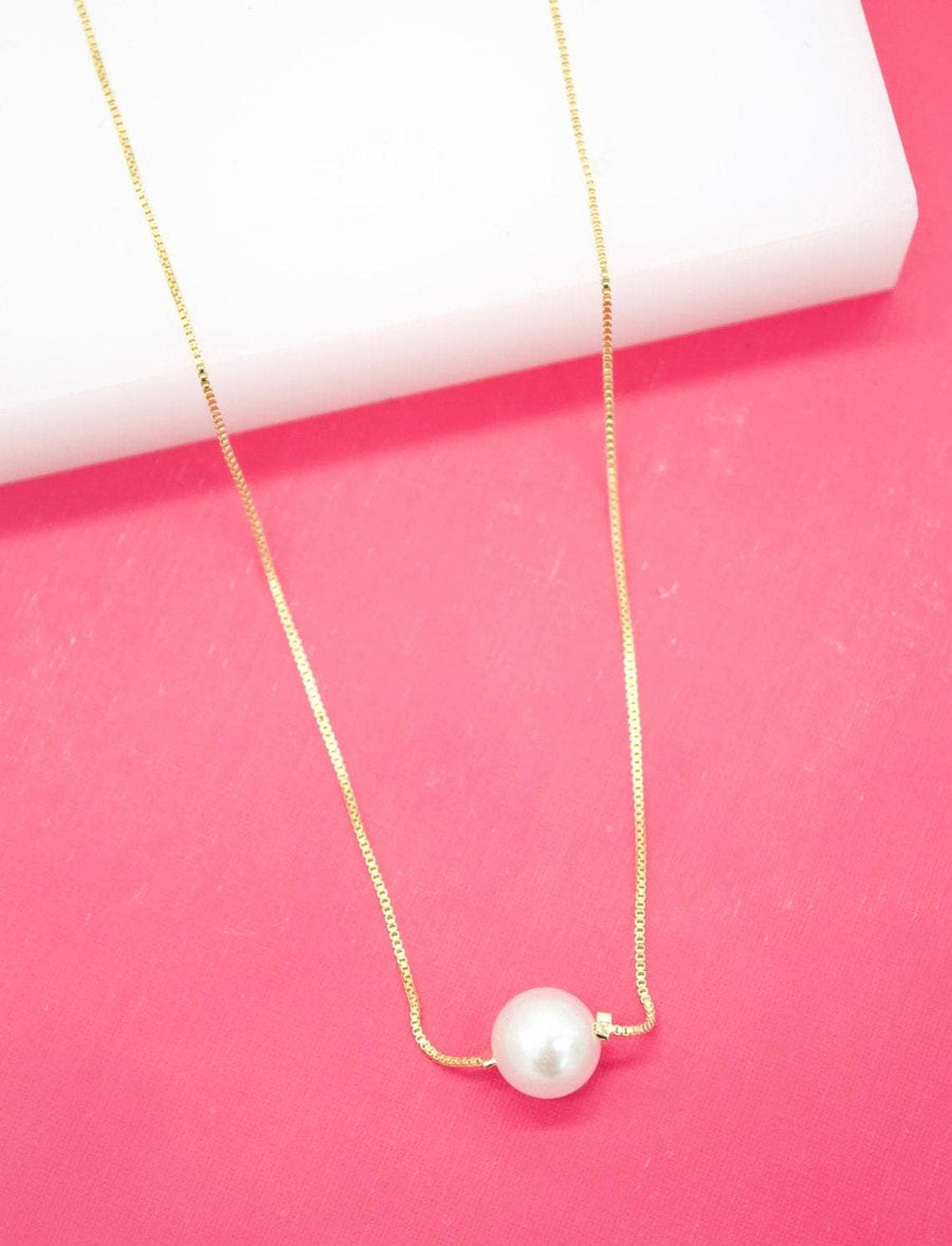 18K Gold Filled Dangle Pearl Choker