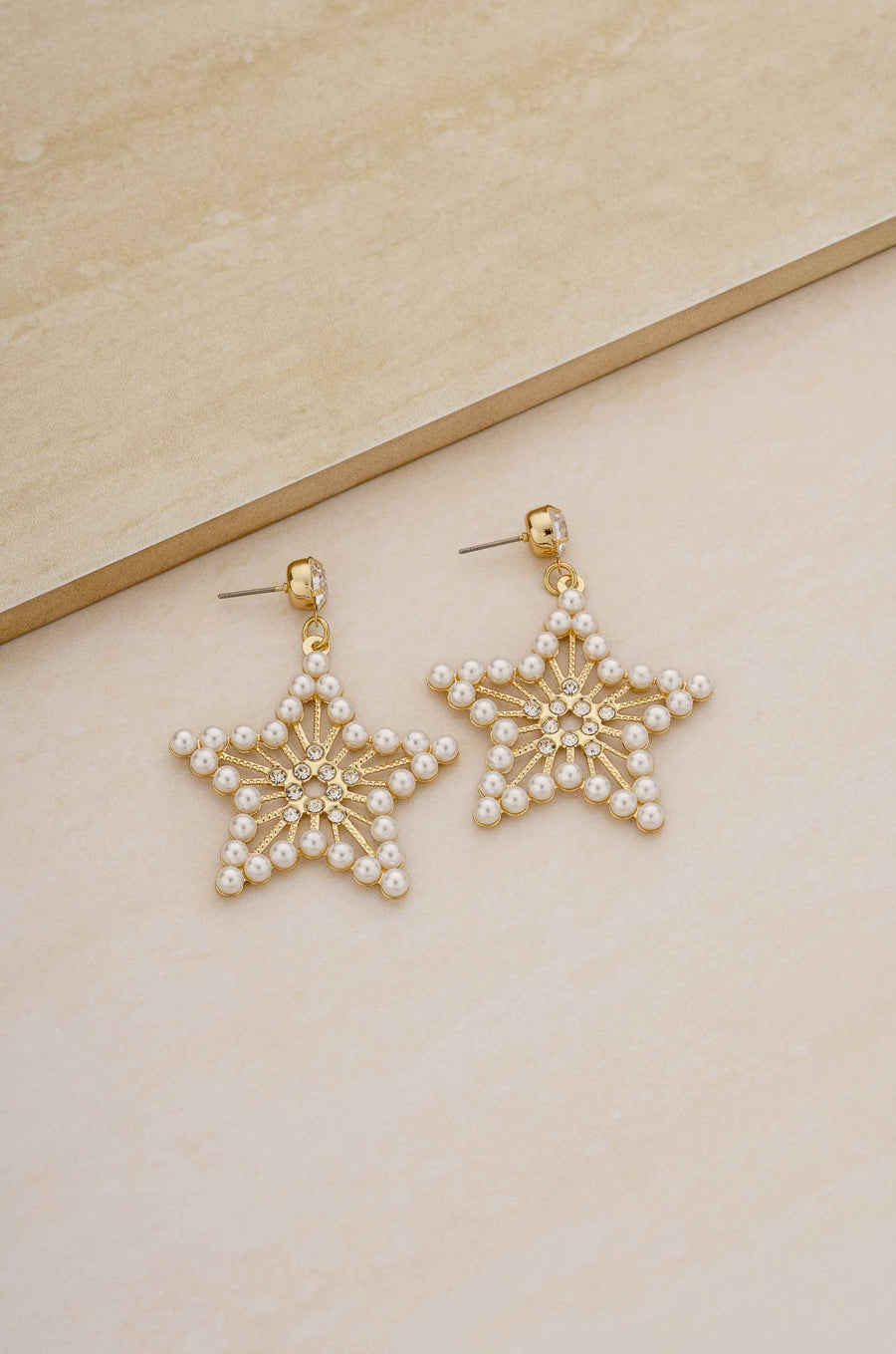 Star Power Pearl and 18k Gold Plated Earrings