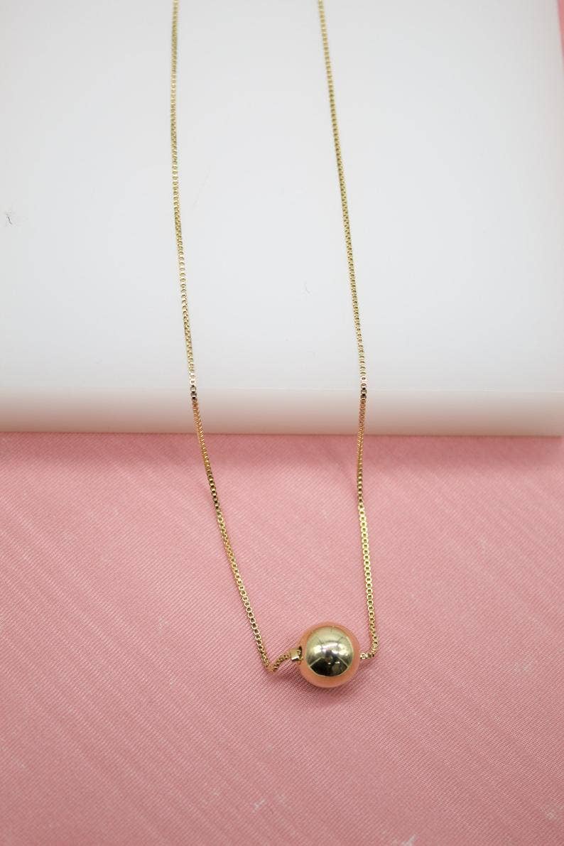 18K Gold Filled Dangle Gold Ball Necklace