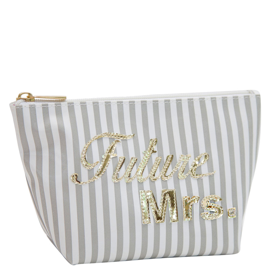 Medium Avery in wide grey stripes with shiny gold future Mrs.
