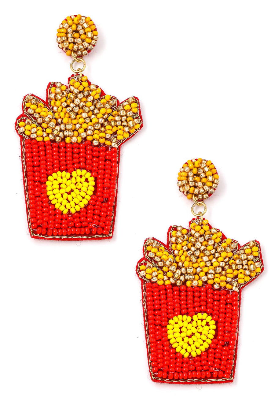 Seed Beaded French Fries Earrings