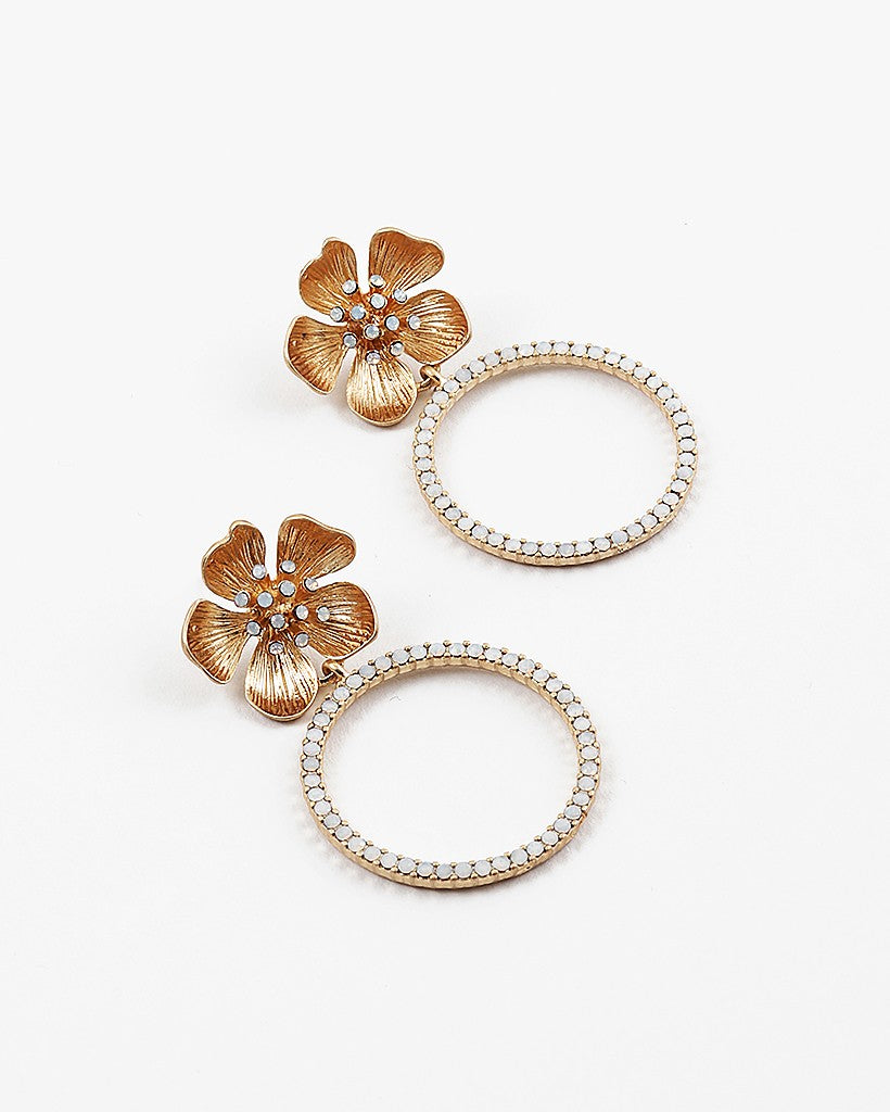 Flower Stud with Drop Circle