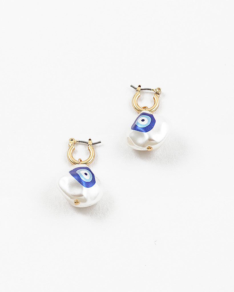 Pearl Evil Eye Earrings