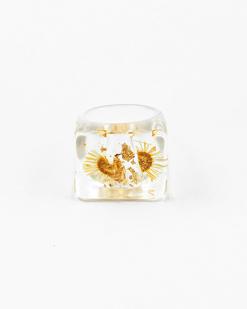Lucite ring with Dried Flower