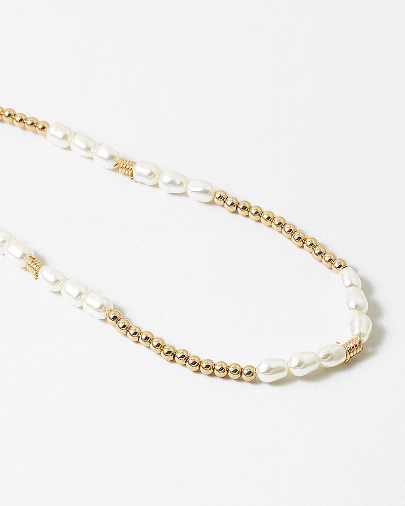 Pearl and Gold Ball Necklace