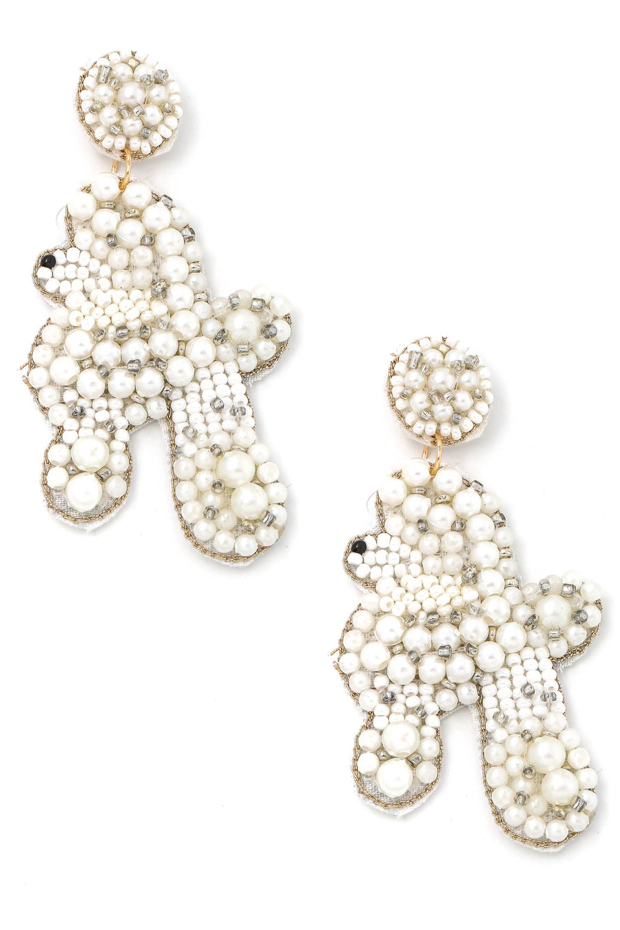 Pearl Beaded Poodle Drop Earrings